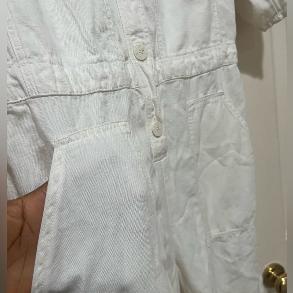 Zara Women’s White Rustic Button Up Utility Jumpsuit Size Small - Picture 4 of 10